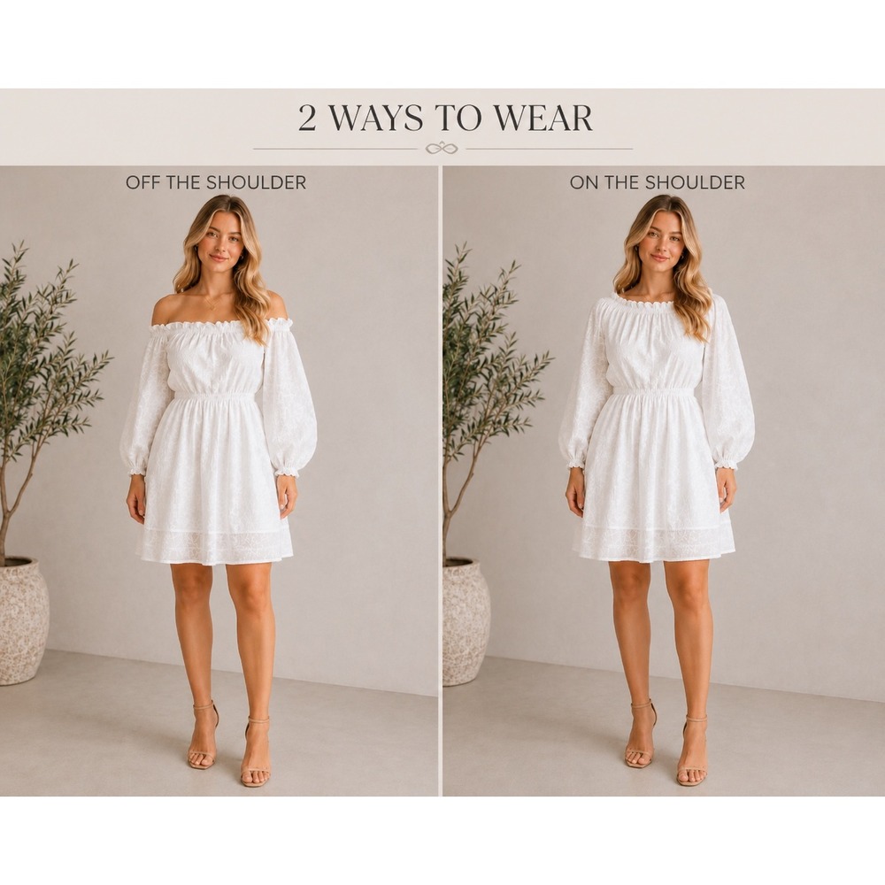 BURU White Star Embroidered Mini Dress Womens Medium Boho Cottagecore Cotton
